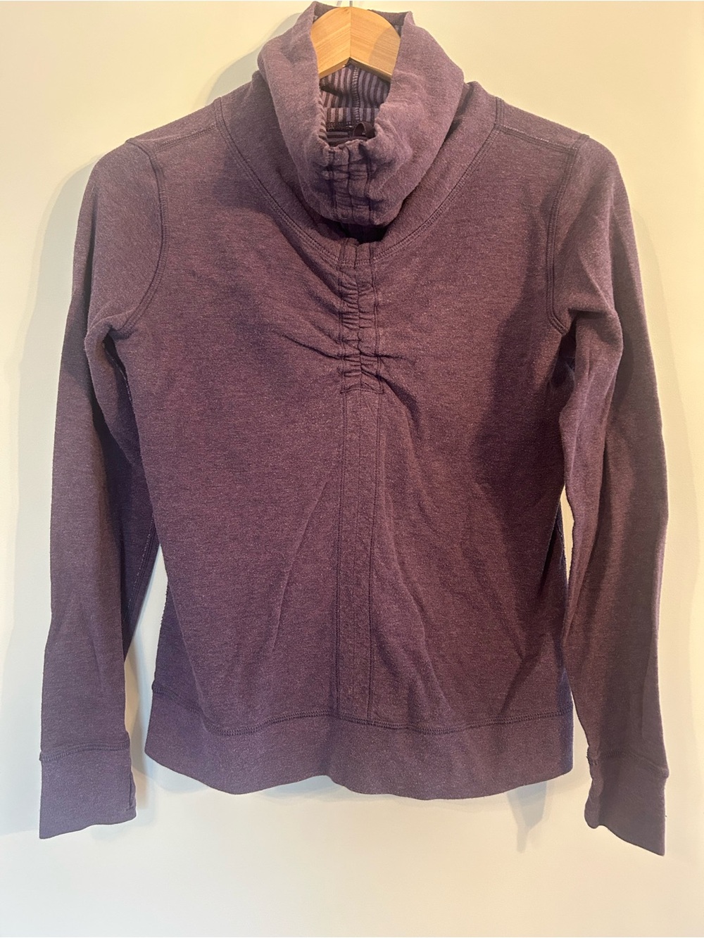 Lululemon In a Cinch Reversible Plum Funnel Neck Pullover Sweater S Cowlneck